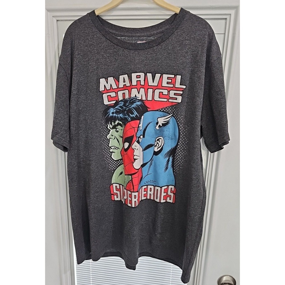 Marvel Comic Super Heroes TShirt Mens Size XL Captain America Hulk Spider-Man